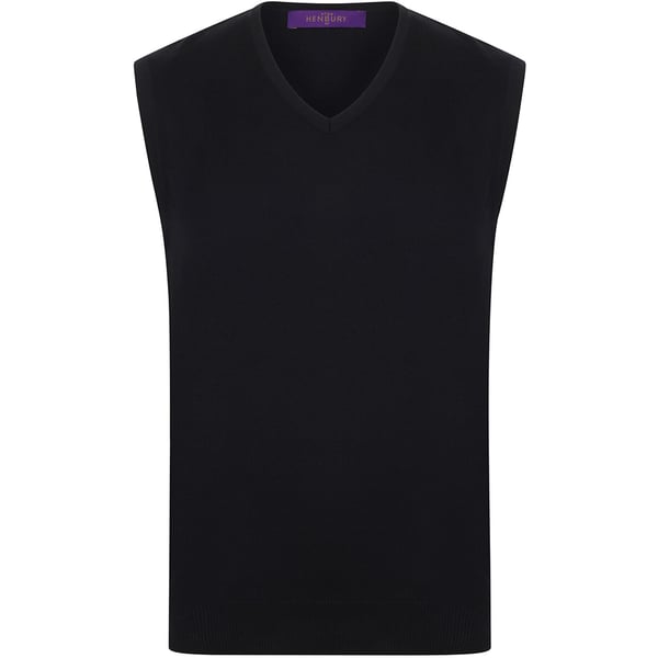 Henbury Mens Sleeveless 12 Gauge V-Neck Fine Knit Jumper