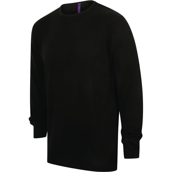 Henbury Mens Crew Neck 12 Gauge Fine Knit Jumper / Sweatshirt
