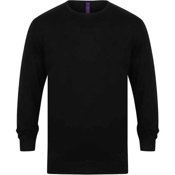 Henbury Mens Crew Neck 12 Gauge Fine Knit Jumper / Sweatshirt