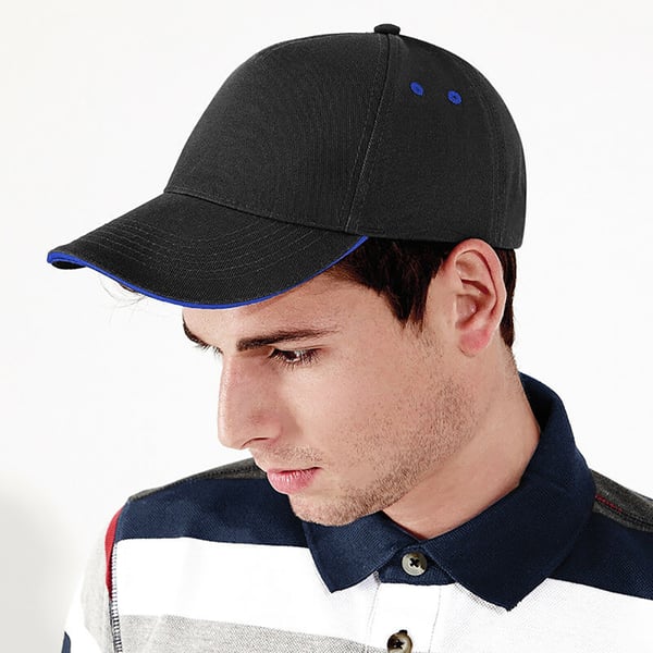 Beechfield Unisex Ultimate 5 Panel Contrast Baseball Cap With Sandwich Peak / Headwear (Pack of 2)