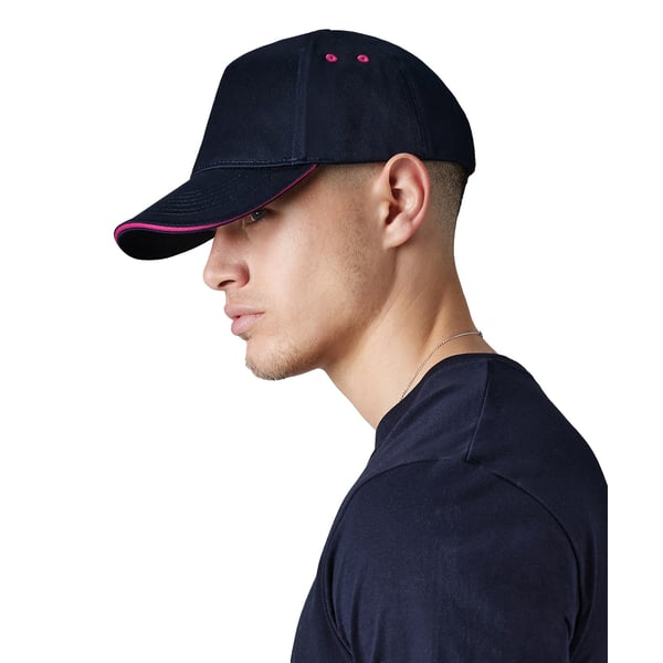 Beechfield Unisex Ultimate 5 Panel Contrast Baseball Cap With Sandwich Peak / Headwear (Pack of 2)