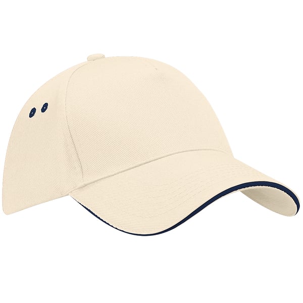 Beechfield Unisex Ultimate 5 Panel Kontrast Baseball Cap med Sandwich Peak / Hovedbeklædning (Pakke med 2)