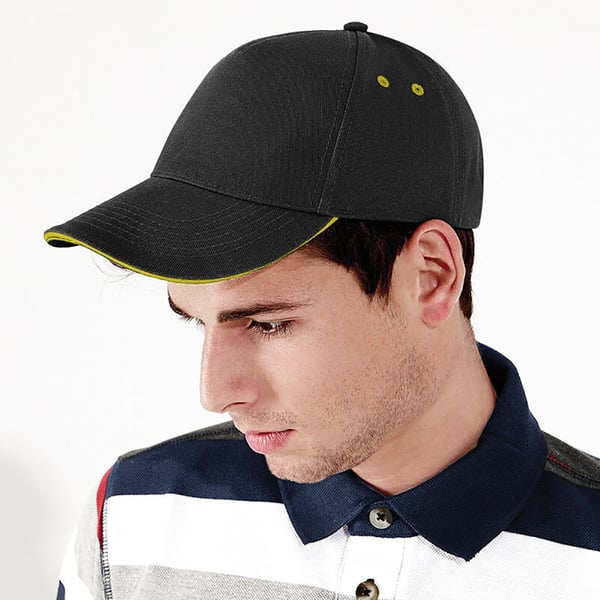 Beechfield Unisex Ultimate 5 Panel Contrast Baseball Cap With Sandwich Peak / Headwear (Pack of 2)
