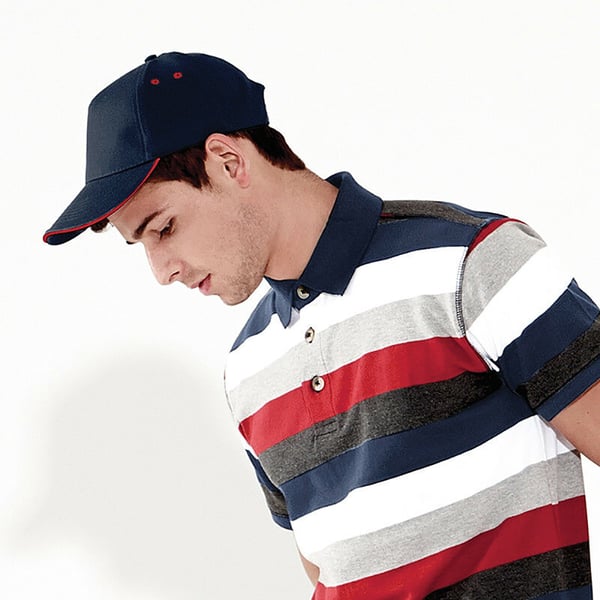 Beechfield Unisex Ultimate 5 Panel Contrast Baseball Cap With Sandwich Peak / Headwear (Pack of 2)