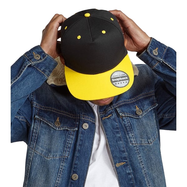 Beechfield Unisex 5 Panel kontrast Snapback Cap med kontrastfarve (pakke med 2)