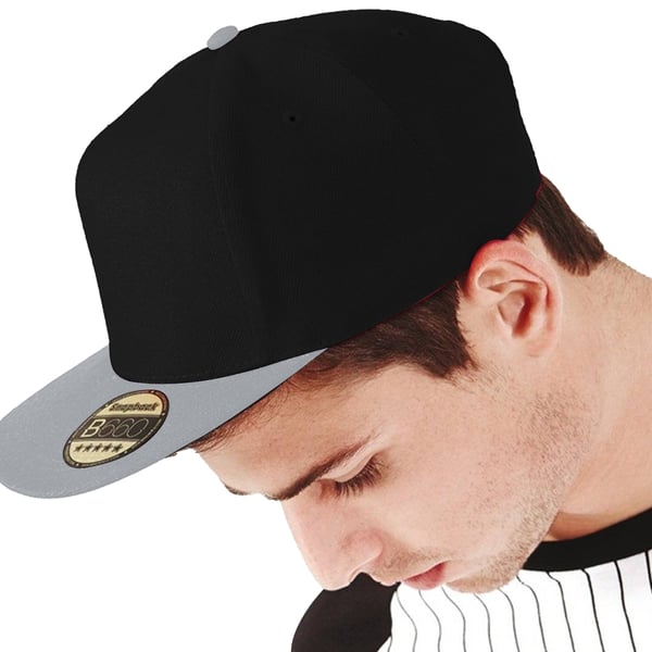 Beechfield Unisex Original Flat Peak Snapback Cap (pakke med 2)