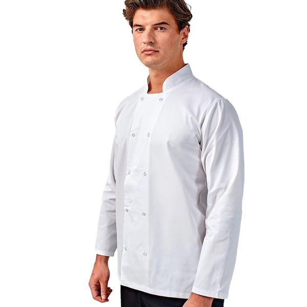 Premier Studded Front Long Sleeve Chefs Jacket / Chefswear (Pack of 2)
