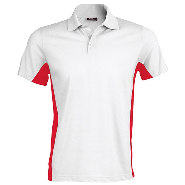 Kariban Kortærmet poloshirt med flag til mænd (tofarvet)