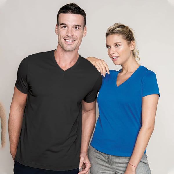 Kariban Miesten lyhythihainen V-kaula-aukko Slim Fit T-paita