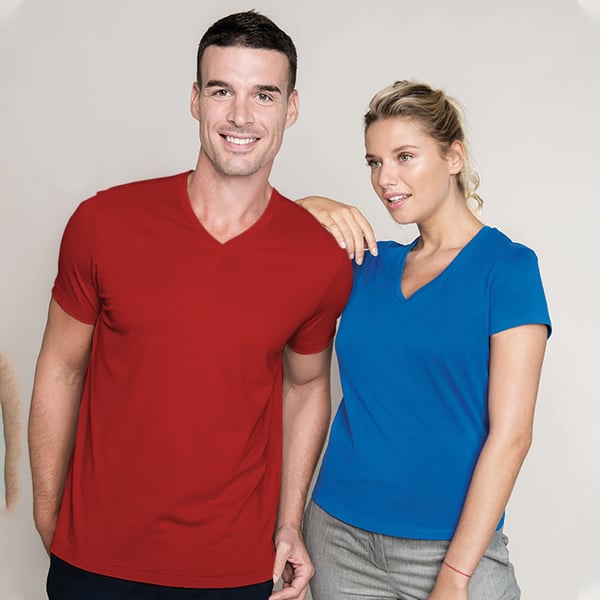 Kariban Miesten lyhythihainen V-kaula-aukko Slim Fit T-paita