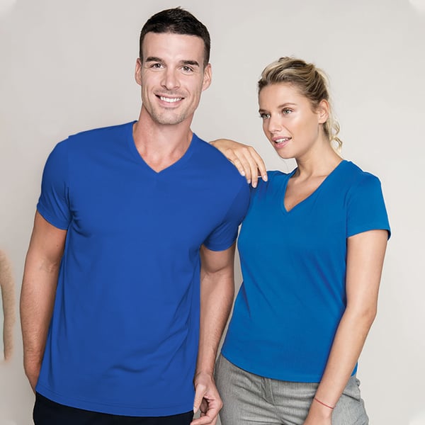 Kariban Miesten lyhythihainen V-kaula-aukko Slim Fit T-paita