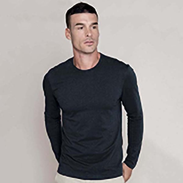 Kariban Mens Slim Fit Long Sleeve Crew Neck T-Shirt