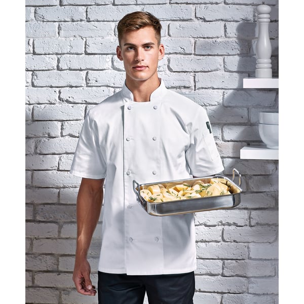 Premier Mens Coolchecker Short-Sleeved Chef Jacket