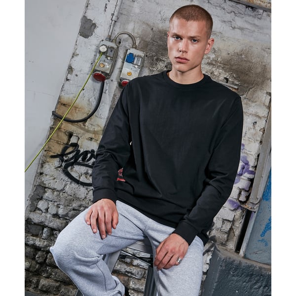 Build Your Brand Mens Organic Ribbed Cuff Sweatshirt