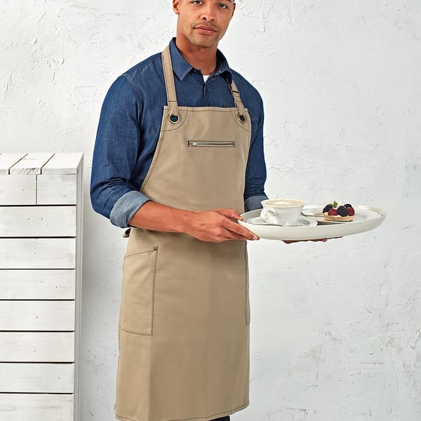 Premier Unisex Adult Barley Sustainable Contrast Stitching Full Apron