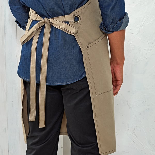 Premier Unisex Adult Barley Sustainable Contrast Stitching Full Apron
