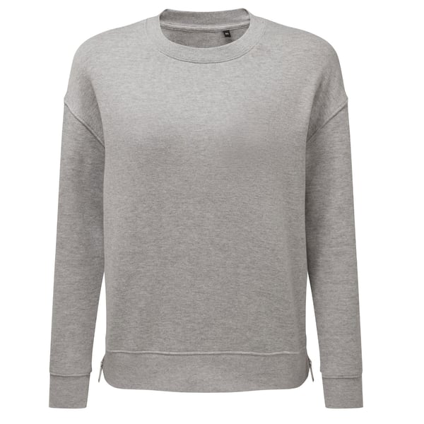 TriDri Sweatshirt med lynlås med sidelukning til kvinder/damer i Heather Recycled-sweatshirt