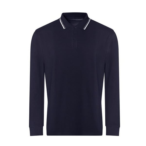 Awdis Mens Tipped Long-Sleeved Polo Shirt