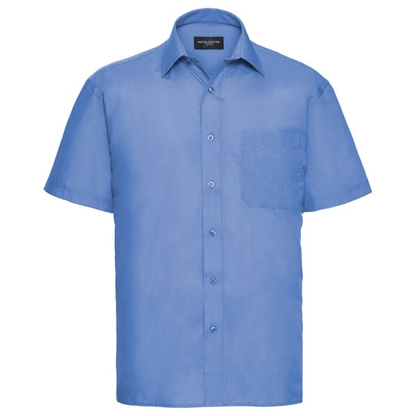 Russell Collection Mens Poplin Easy-Care Short-Sleeved Shirt