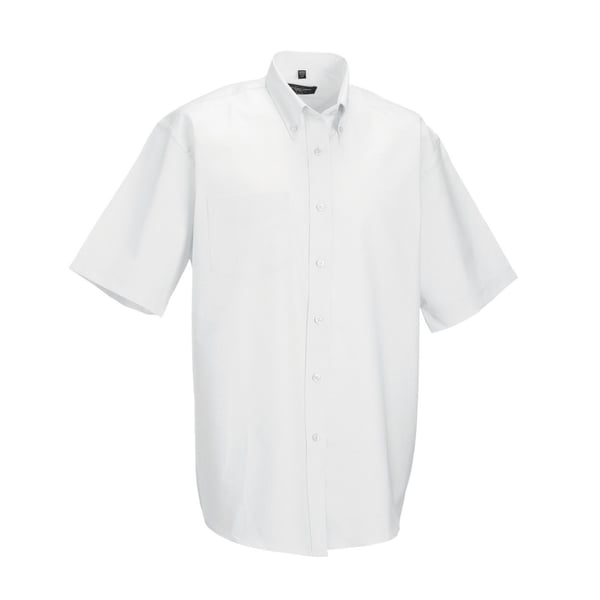 Russell Collection Mens Oxford Easy-Care Short-Sleeved Shirt