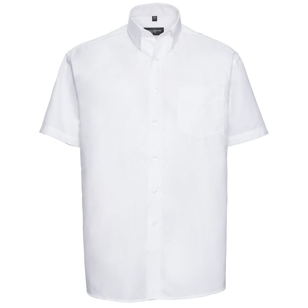 Russell Collection Mens Oxford Easy-Care Short-Sleeved Shirt