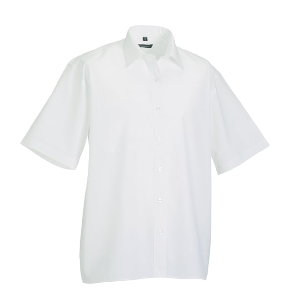 Russell Collection Mens Poplin Easy-Care Short-Sleeved Shirt
