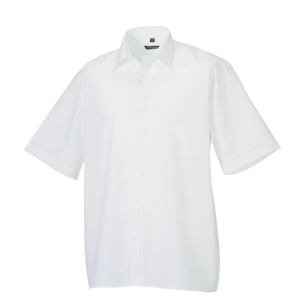 Russell Collection Mens Poplin Easy-Care Short-Sleeved Shirt