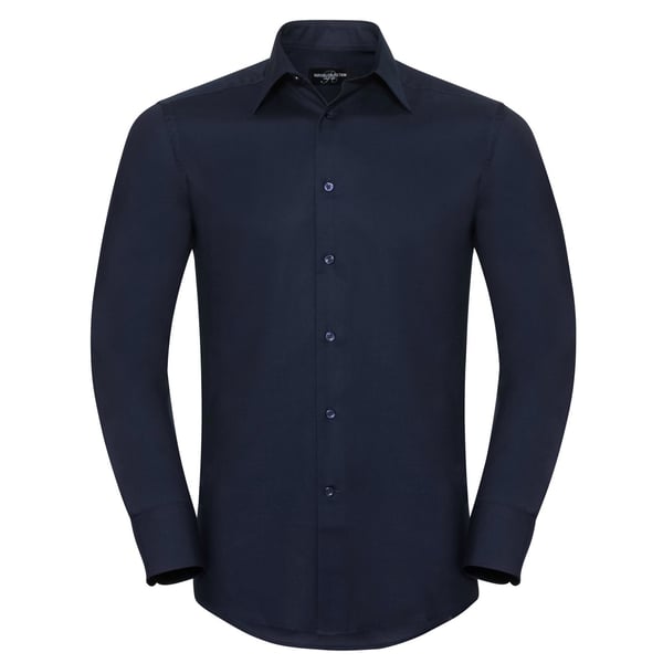 Russell Collection Mens Oxford Easy-Care Tailored Long-Sleeved Shirt