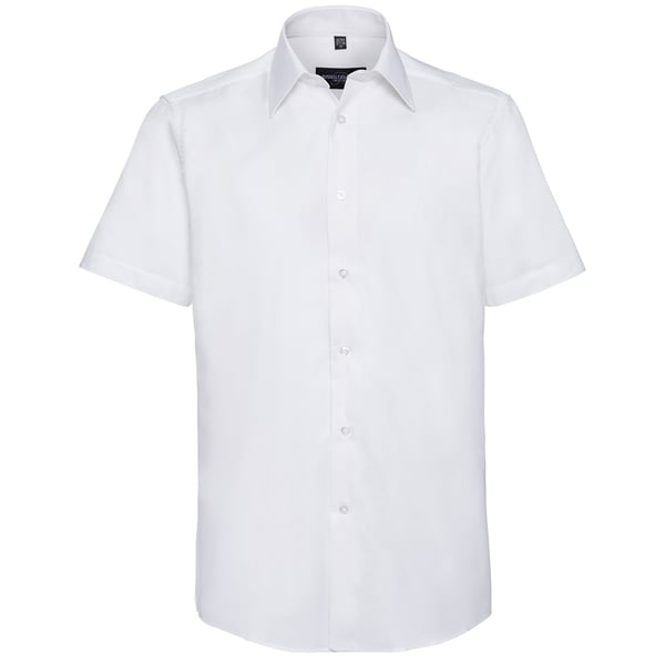 Russell Collection Mens Oxford Easy-Care Tailored Short-Sleeved Shirt