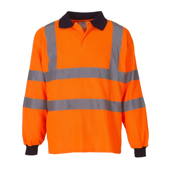Yoko Unisex Adult Safety Long-Sleeved Hi-Vis Polo Shirt