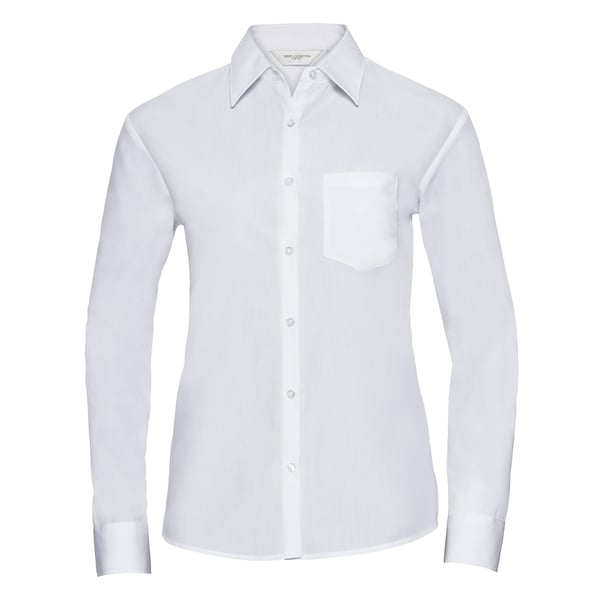 Russell Collection Womens/Ladies Poplin Easy-Care Long-Sleeved Shirt
