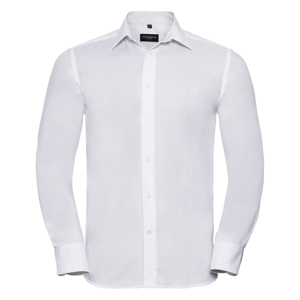 Russell Collection Mens Oxford Easy-Care Tailored Long-Sleeved Shirt