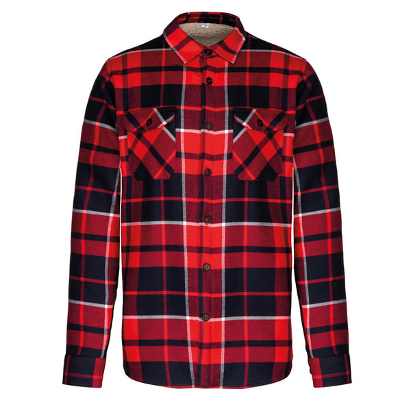 Kariban Mens Checked Sherpa Lined Shirt Jacket