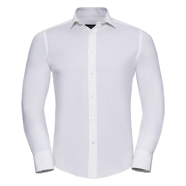 Russell Collection Mens Easy-Care Fitted Long-Sleeved Shirt
