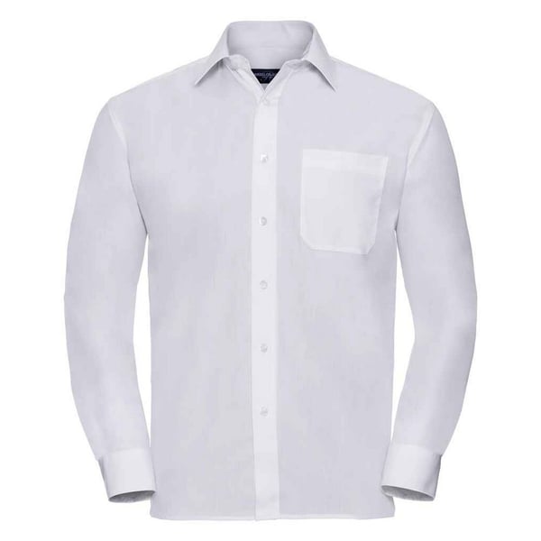 Russell Collection Mens Poplin Easy-Care Long-Sleeved Formal Shirt