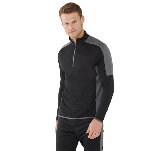 Finden & Hales Mens Contrast Panel Quarter Zip Midlayer