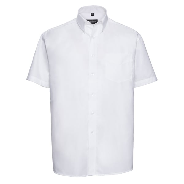 Russell Collection Mens Oxford Easy-Care Short-Sleeved Shirt