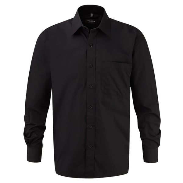 Russell Collection Mens Cotton Poplin Easy-Care Shirt Russell Collection Mens Cotton Poplin Easy-Care Shirt