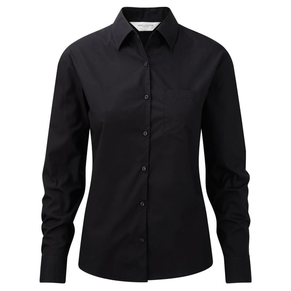 Russell Collection Womens/Ladies Cotton Poplin Long-Sleeved Shirt