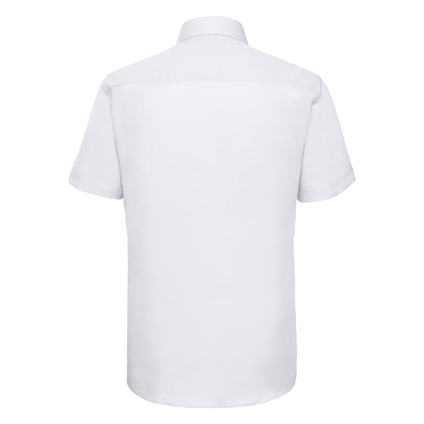 Russell Collection Mens Plain Oxford Easy-Care Short-Sleeved Shirt