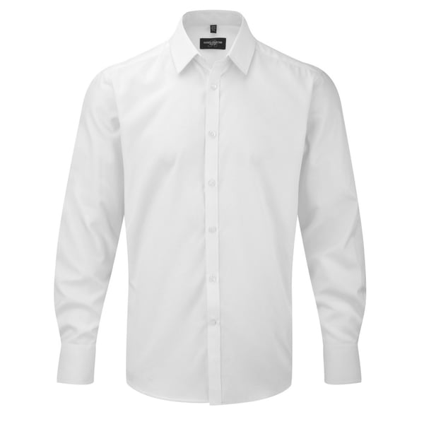 Russell Collection Mens Herringbone Long-Sleeved Formal Shirt Russell Collection Mens Herringbone Long-Sleeved Formal Shirt