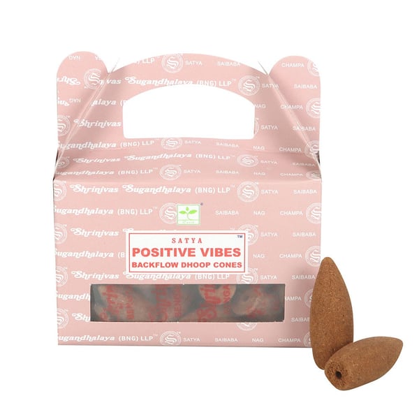 Satya Positive Vibes Backflow Incense Cones (Pack of 12)