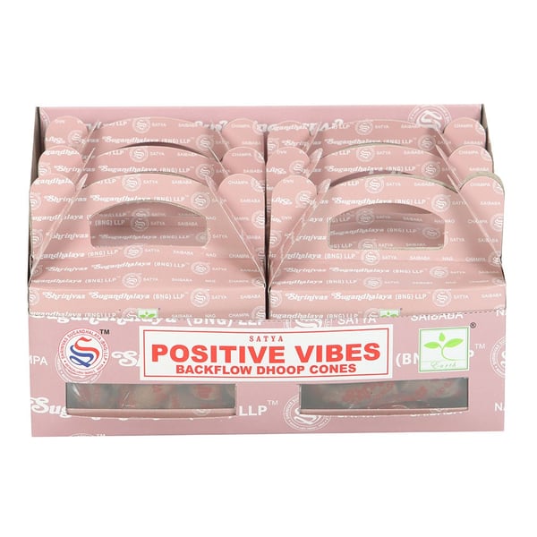 Satya Positive Vibes Backflow Incense Cones (Pack of 12)