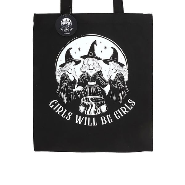 Something Different Girls Will Be Girls Witchy Polycotton Tote Bag