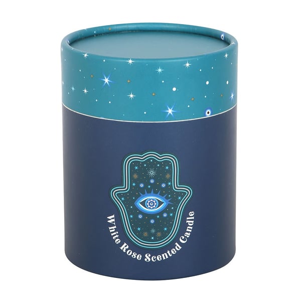 Something Different Hand of Hamsa White Rose Crystal Candle