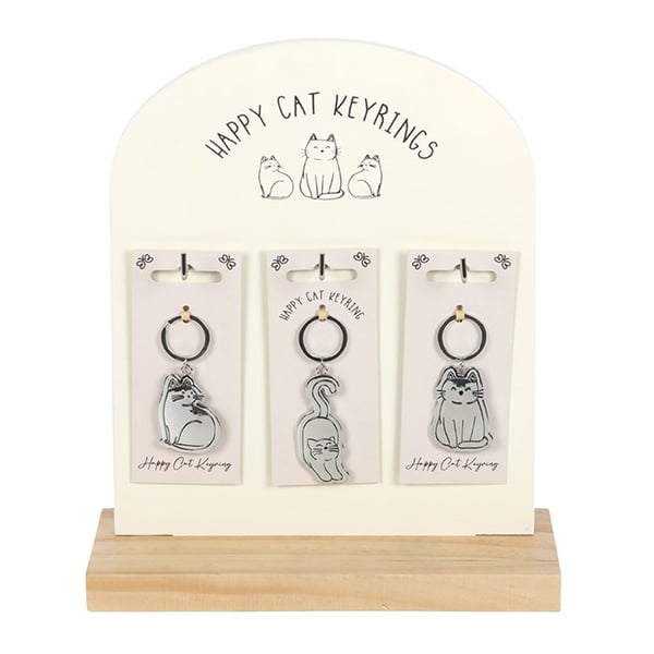 Something Different Happy Cat Keyring (Pack of 24)