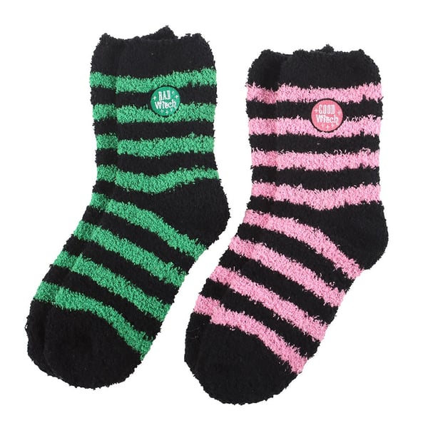 Something Different Womens/Ladies Good Witch And Bad Witch Fluffy Socks (Pack of 2)