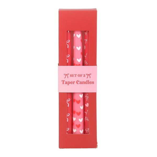 Something Different Girl Gang Bow and Heart Taper Candle (Pack of 3)