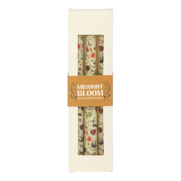 Something Different Midnight Bloom Printed Taper Candle (Pack of 3)