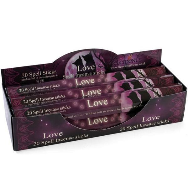 Elements Love Spell røgelsespinde (æske med 6 pakker)